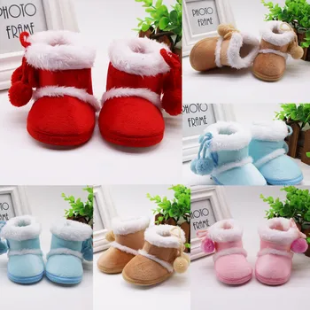 

2019 Infant Toddler Shoes Girls Boys Cashmere Plush Winter Boots Bandage Warm Shoes Non-slip Kid Baby First Walkers Shoes #YL1