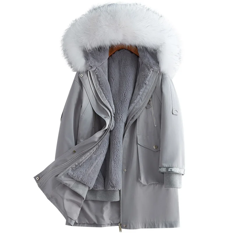 

2020 New Send Overcome Girls Long Fund Raccoon Heavy Seta Lead Rex Inner Tank Leather And Fur Loose Coat