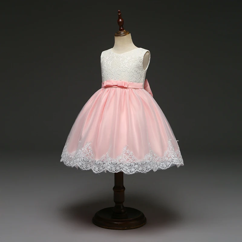 ax1291 pink Melario/рождественское платье; нарядная одежда без рукавов для маленьких девочек; кружевные платья принцессы с бантом для детей; бальное платье-пачка на День Благодарения - Цвет: ax1291 pink