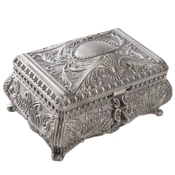 

Necklace Holder Zinc Alloy Dresser Storage Organizer Vintage Style Rectangular Earrings Jewelry Box Home Decoration With Hasp