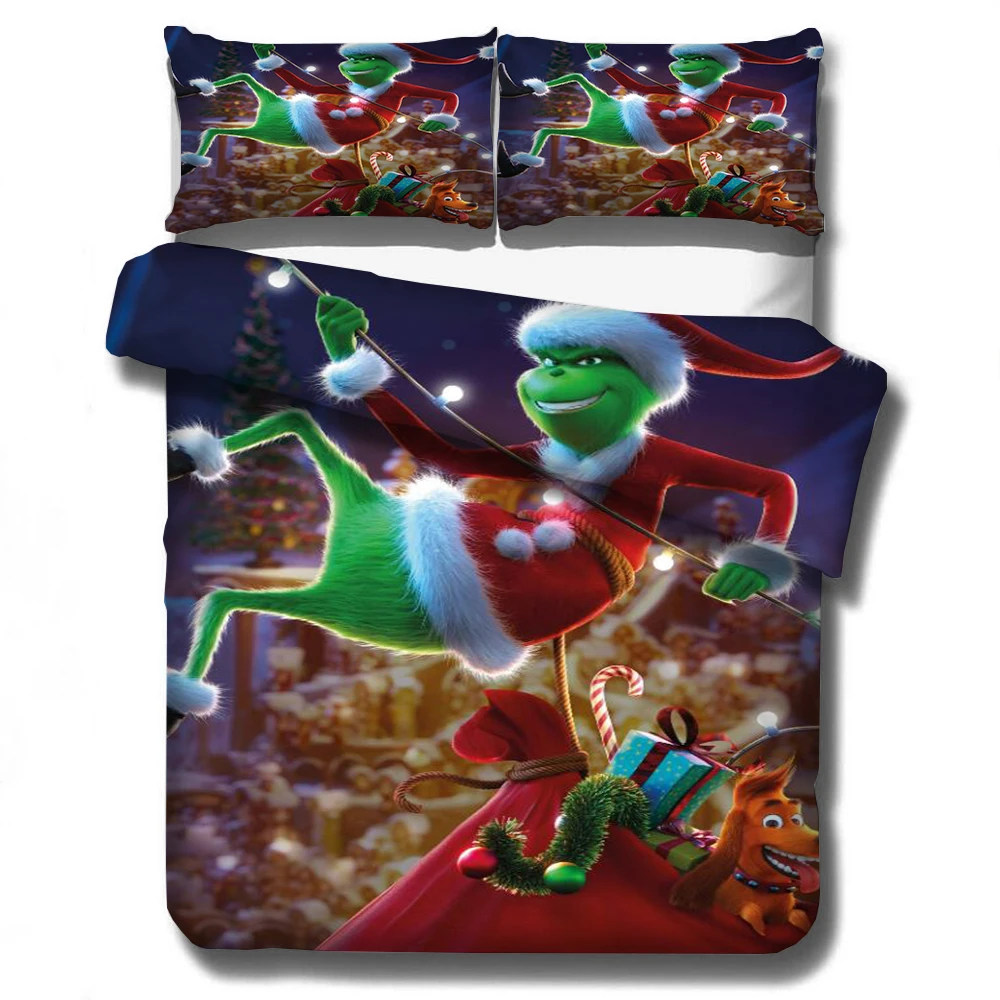 Grinch палантин Рождественский 3D комплект постельного белья пододеяльники наволочки цельное одеяло комплект постельного белья s постельное белье