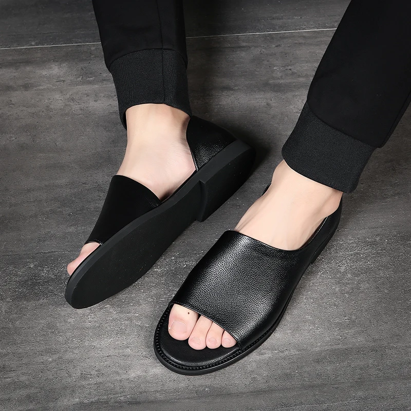 2020 Flip Flops Men Man Male Black Summer Beach Leather Home Indoor Slippers Outdoor Mens Slides Sandals Shoes Chanclas Hombre