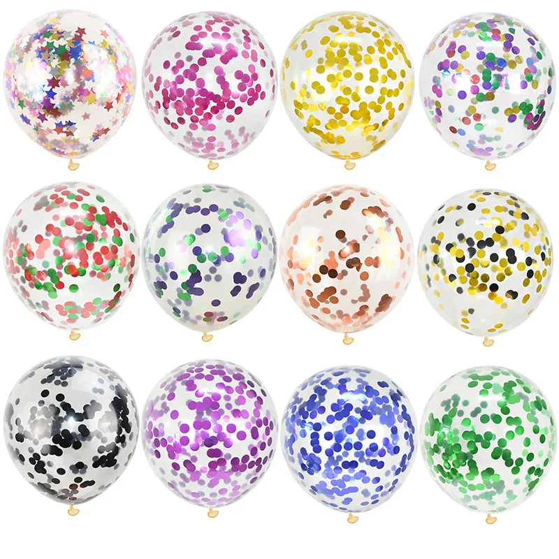 

20pcs/lot 12inch Pink Blue Confetti Balloons Inflatable Clear Latex Ballons Glitter Party Globos for Birthday Decoration Globals