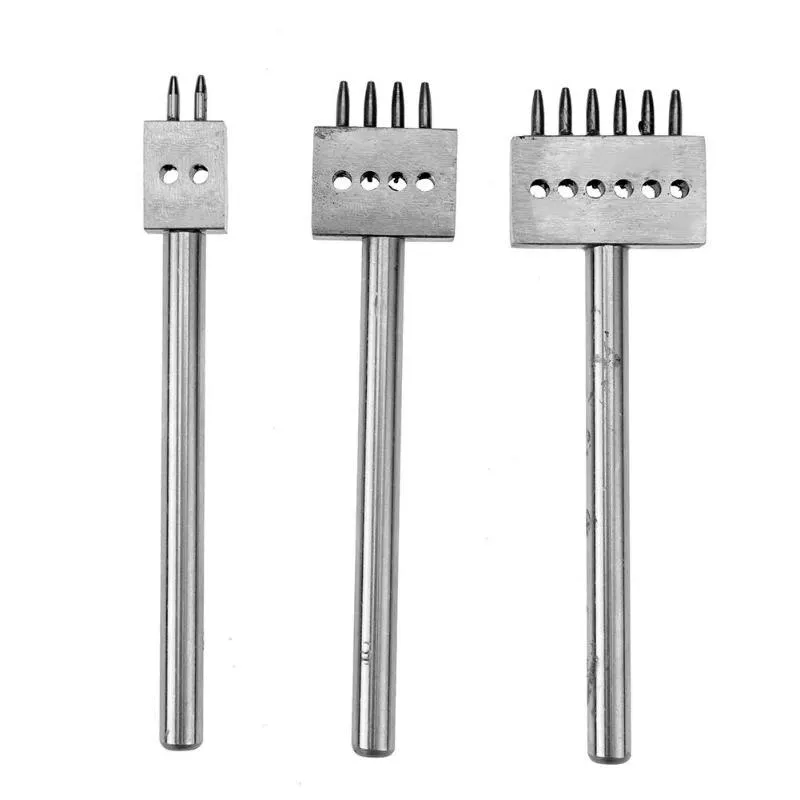 

3pcs/set 4mm Round Craft Leather Spacing Hole Row Handmade Punching Tool