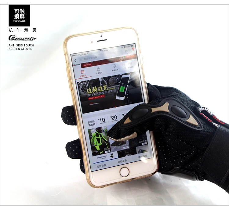 Full Finger Pro Biker Gloves para homens