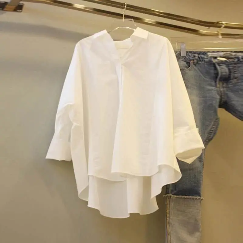 

2019 Autumn New Fashion Long-sleeved Shirt Women Cotton Solid Color Casual Ladies Blouses and Tops Wild Women Clothing