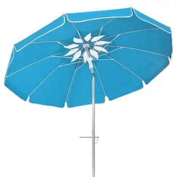 

6.5ft Beach Umbrella Ventilation Sand Umbrella UV Protection Waterproof Windproof Beach Umbrella for Seaside Vacation