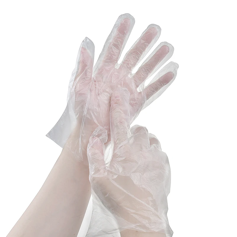 100pcs Disposable Food Prep Gloves Plastic Food Grade Transparent Safe