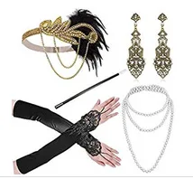 police woman costume 1920s flapper dress accessories Retro Party props GATSBY CHARLESTON headband pearl necklace white feather band for wedding sexy anime cosplay