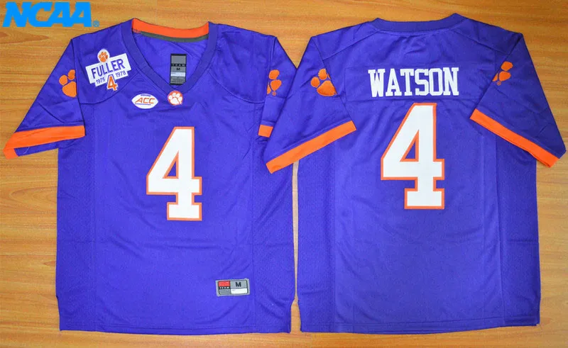 Новое поступление высокое качество NCAA Deshaun Watson#4 футболка колледжа Limited Майки S-XXXL - Цвет: 15