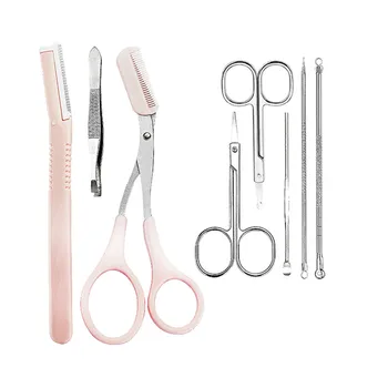 

8 In 1 Eyebrow Kit Blackhead Remover Pimple Eyelash Curling Exfoliating Tool Multicolor