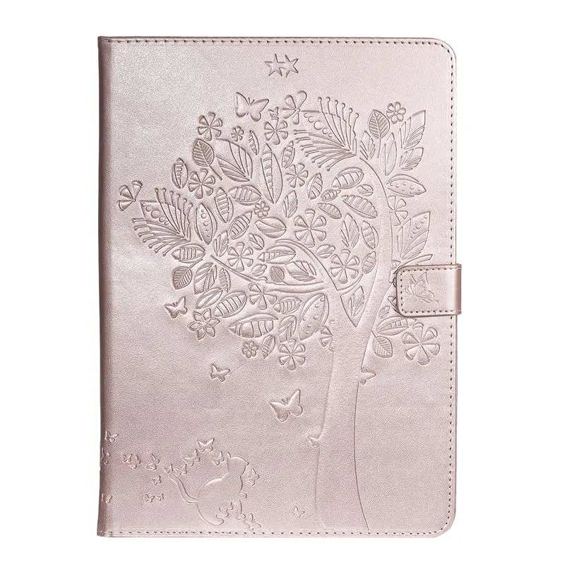 Rose gold Чехол для iPad 10,2 7-го поколения, Чехол для iPad Pro 10,5 Air 3 Funda, чехол для планшета с рисунком кошки и дерева, откидная подставка+ подарок - Цвет: Rose gold