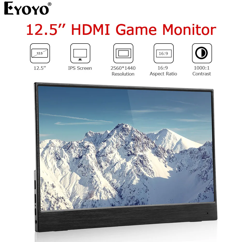 Ультратонкий портативный игровой мини-монитор Eyoyo EM12S 12 5 дюйма ЖК-дисплей 1000:1 QHD