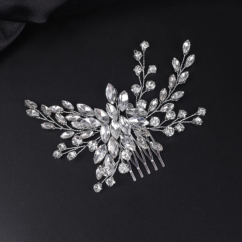 Silver Rhinestone Rose Gold Hair Comb Head Jewelry Hair Accessories for Women Bridal Wedding