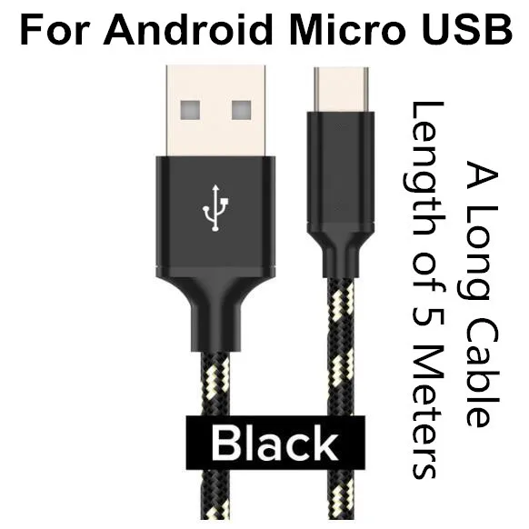 Egeedigi 5 м длинный Usb кабель системы освещения iPhone X XR 8 Plus iPad type C Micro USB C быстрое зарядное устройство для Samsung S9 Note 9 huawei P30 - Цвет: For Micro USB