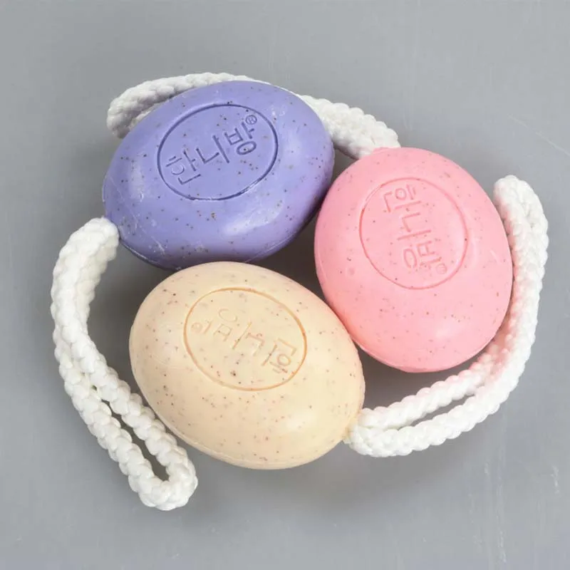 New Pure Nature Elements Organic Bath Soap Flower Plants Essence Volcanic Clay Shower Handmade Soap with Rope SCI88