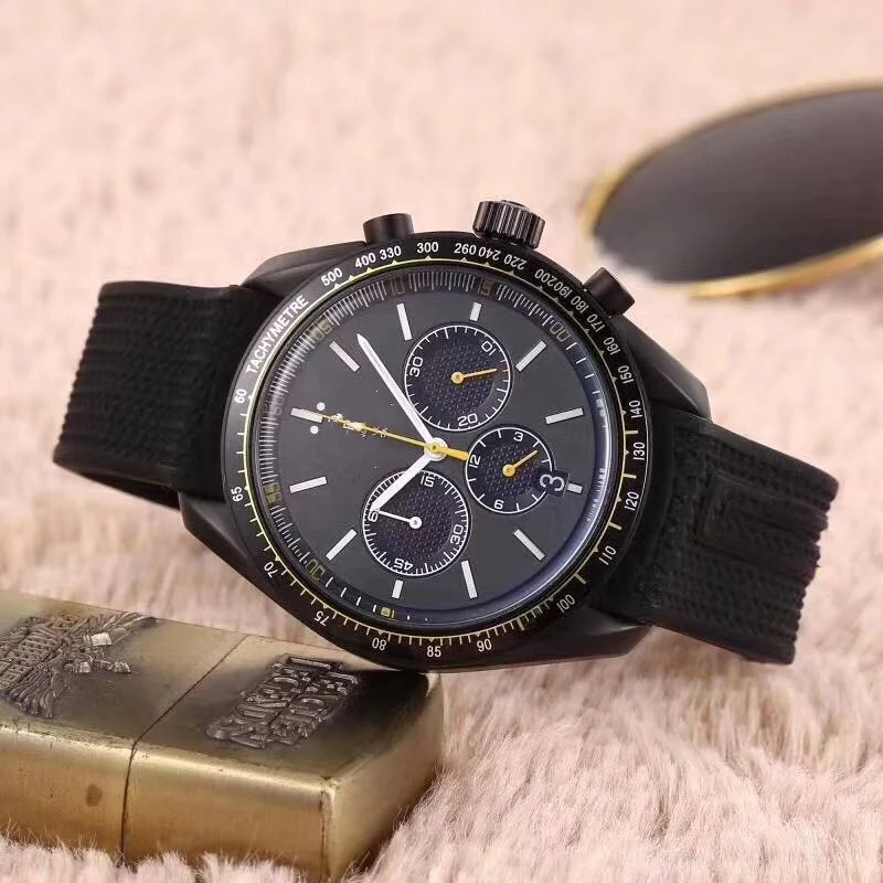 

44MM Watch Men quartz chronograph Rubber Speed Racing Chronograph Japanese OS Movement Luminous Waterproof Watch A4