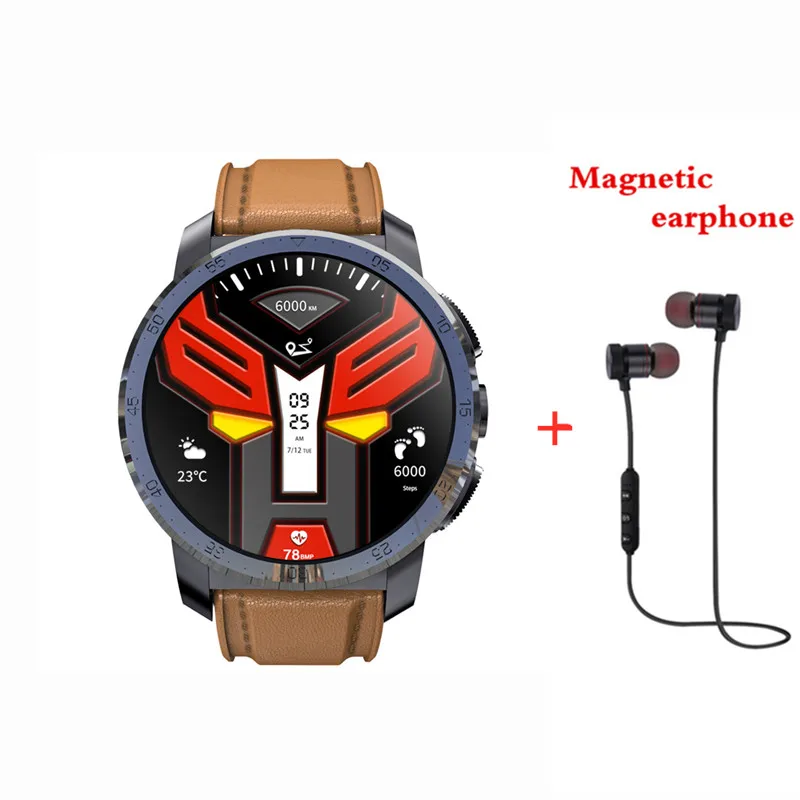 brown add headset Kospet Optimus pro, две системы, Смарт-часы, Android телефон, камера 8 Мп, gps карты, Google play store, водонепроницаемые Смарт-часы для мужчин - Цвет: brown add headset