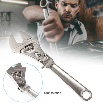 

8 inch Adjustable Ratchet Wrench 180degree Rotation Foldable Spanner Wrench I88