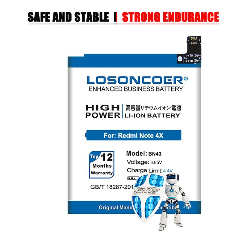 Аккумулятор LOSONCOER BN43 5600 мАч для Xiaomi Redmi Note 4X 4X5 5 дюйма|battery for xiaomi|battery forphone battery |