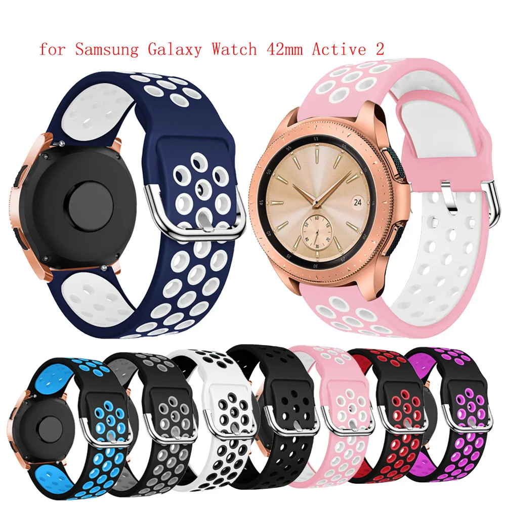 Ремешок для часов 20 мм мягкий силиконовый ремешок Samsung Galaxy Watch 42 Active 2 Gear S2 Classic Sport