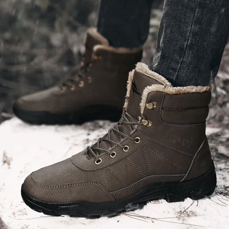 

Winter Men Outdoor Large Cotton-padded Shoes North Snow Boots Hiking Boots Thick Warm Cotton-padded Shoes Shoes