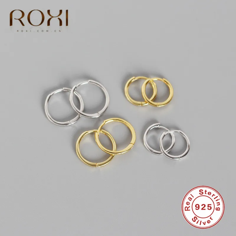 ROXI 925 пробы, серебряные Простые серьги-кольца для женщин, маленькие круглые серьги-кольца, маленькие серьги-кольца, ювелирные изделия