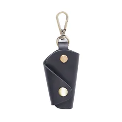 Vintage Genuine Leather Key Case and Multifunction Organizer Keychain (Black)