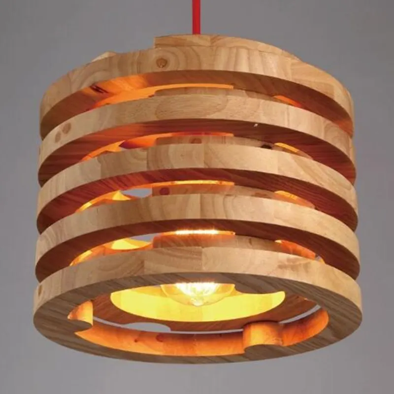 

26cm Round multi layer carving Northern Europe Wooden Lamp Vintage Restaurant Cafe Solid Wood Pendant Lights With Blub for Free