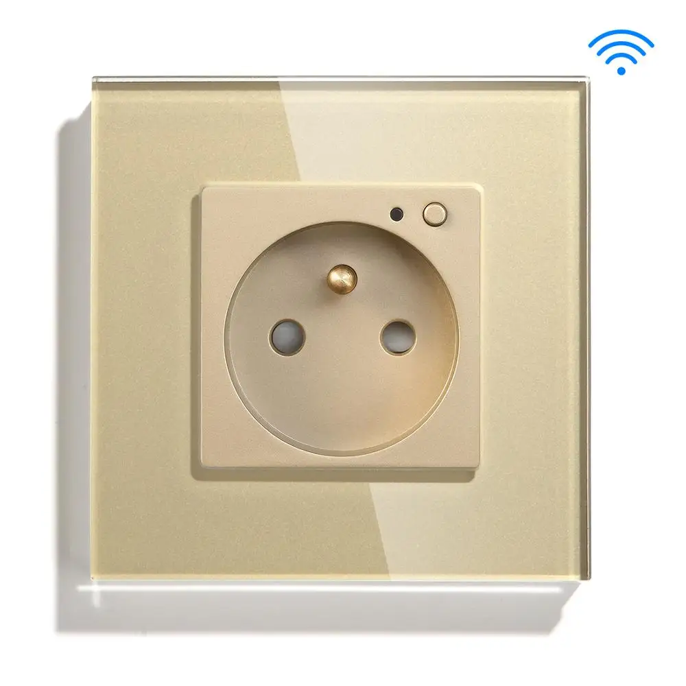 Wifi смарт FR настенная розетка стеклянная Хрустальная панель розетки Франция французский Беспроводные Розетки дистанционное управление работа с Alexa Google Home