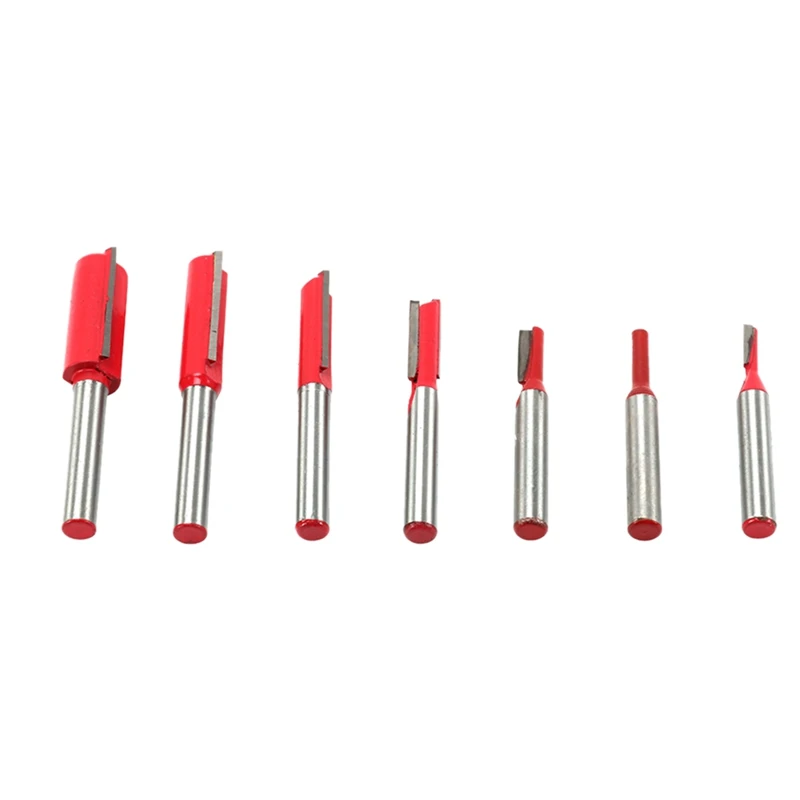 

New 7Pcs Straight Router Bits 1/4 Inch Shank Double Single Blade Router Bit Set Woodworking Milling Cutter For Wood Endmill 1/8