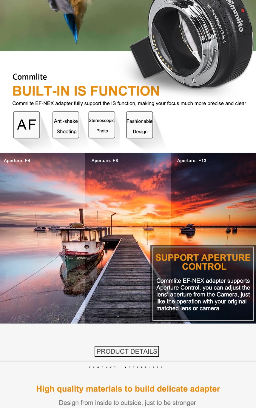 COMMLITE CM-EF-NEX адаптер для крепления объектива с автофокусом для объектива Canon EF для крепления камер sony NEX