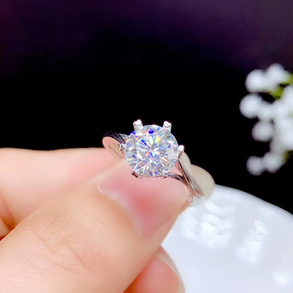 

Simple Moissanite Ring for Office Woman 1ct D Color VVS1 Moissanite Silver Ring 925 Silver Gemstone Jewelry