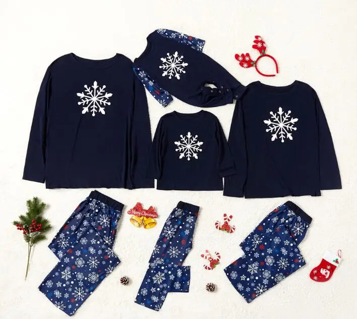 Рождественские Семейные пижамы; одинаковая Пижама со снежинками; комплекты одежды; одежда для отца, мамы; детская одежда для сна; рождественские пижамные комплекты - Цвет: Picture style 1