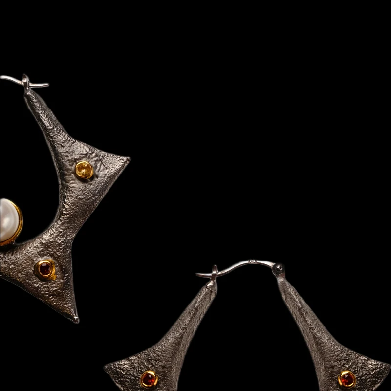 Винтажные серьги-подвески с искусственным жемчугом и звездами из 925 серебра