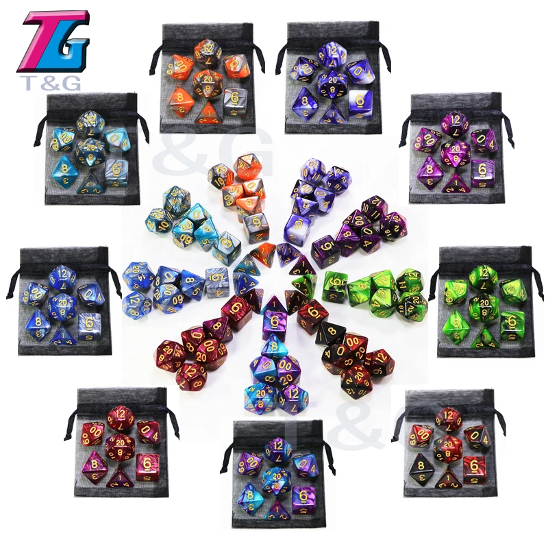 High Quality Mix Colors Gold Ink Dice with Bag Kids Plastic Cubes Special Birthday Gift DnD Boardgame|Настольные игры| |