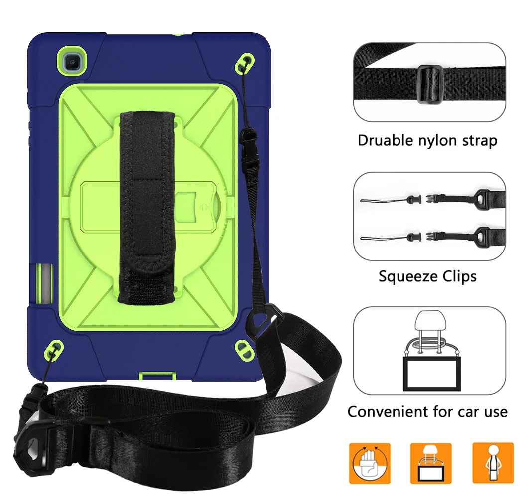 Kids Safe Case for Samsung Galaxy Tab S6 Lite 10.4''  Heavy Hard Rubber EVA Stand Case for SM-P610 P615 Tablet Cover with Strap