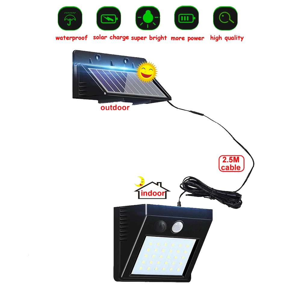 

1/4pcs LED Motion Sensor Wall Light Waterproof 30 LED Wall Light Solar Powered LED PIR Sensor Lamp for Walkway Fence Garden indo