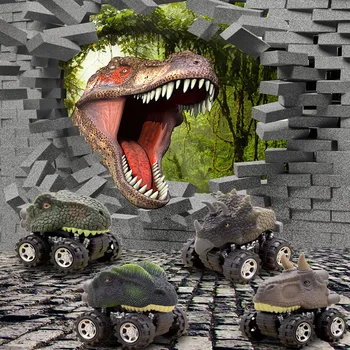 

Installed simulation dinosaur model mini pull back dinosaur car children dinosaur world science toy children's day gift toy