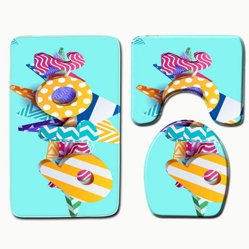 Zeegle 3 шт. Противоскользящие коврики для ванной, коврики для ванной комнаты, коврик для туалета, крышка для унитаза, напольный коврик для ванной, душ, машинная стирка, коврик