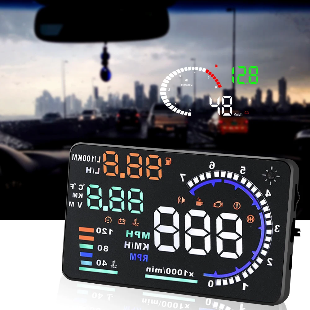 Цифровой Автомобильный дисплей OBD2 HUD с экраном 4/5 5 дюймов со спидометром на борту