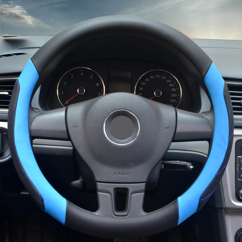 Blue-Black 37/38 см рулевое колесо крышка чехол рулевого колеса автомобиля для Для мужчин колесо крышка с цветочным принтом анти-скольжения принципиально автомобильные аксессуары - Название цвета: Blue-Black