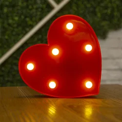 Illuminated LED Letter and Number Lights for Home and Event Decoration (Red Heart)