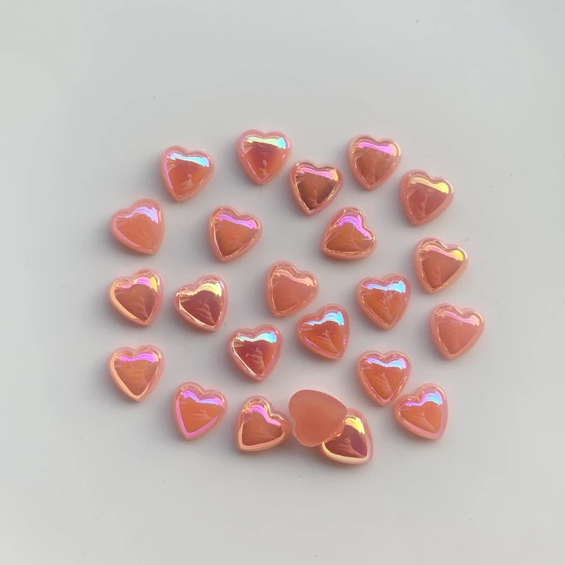 10 мм AB в форме сердца Стразы для ногтей кристалл скрапбукинга акриловые плоские задние DIY свадебные декоративные 40 шт-WE26 - Color: Deep pink