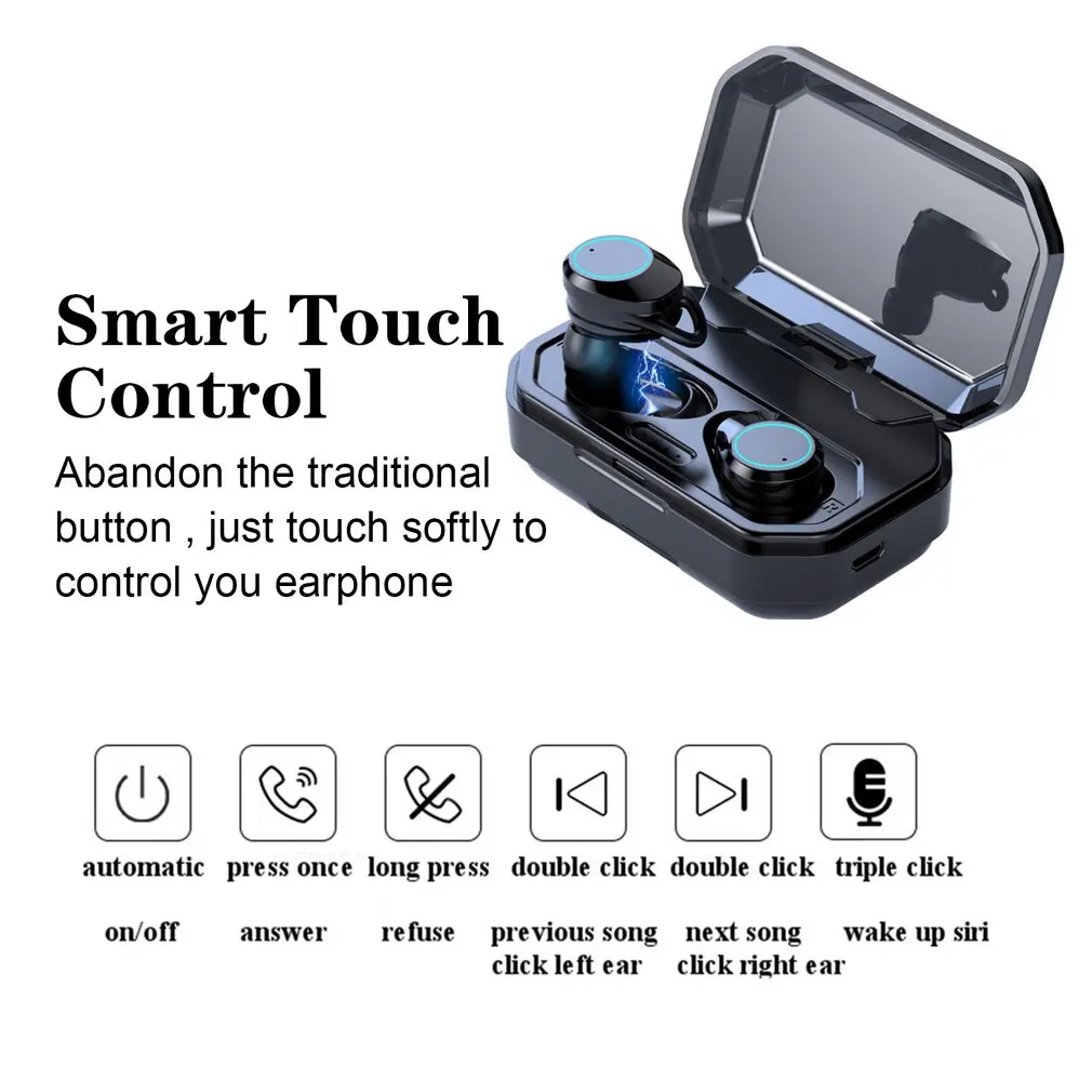 X6 Wireless 5.0 9D Stereo Earphone Wireless Earphones IPX7 Waterproof Earphones 3000mAh LED Smart Power Bank