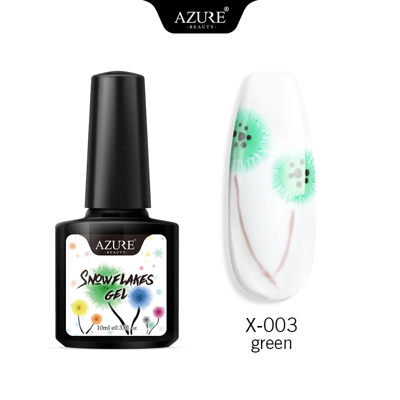 X-003 Azure beauty, гель для ногтей со снежинками, 10 мл, гель с цветами, лак, отмачиваемый, УФ-гель для ногтей, для маникюра, нужна специальная белая основа - Цвет: X-003