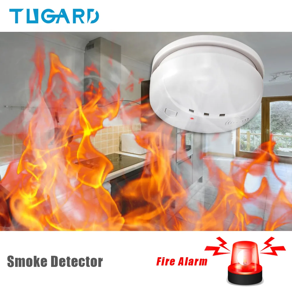 Alarma de seguridad para el hogar, Detector de humo inalámbrico para sistema de alarma de seguridad para el hogar, Sensor independiente de alta calidad