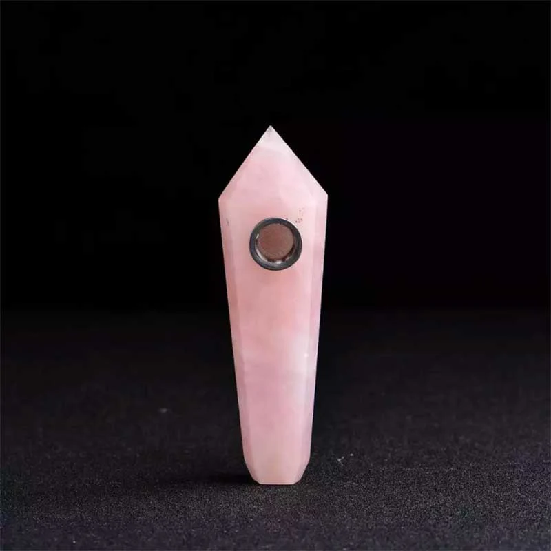 Pink stone 90 г Прямая поставка натуральный кварц прозрачный кристалл курительная трубка табачная трубка палочка сигарета красивая - Цвет: Pink stone