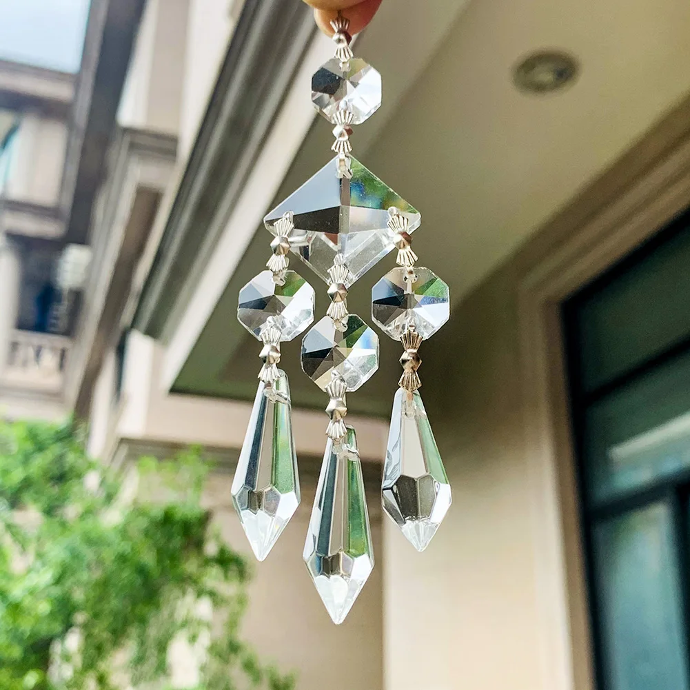 Pièces de lustre Suncatcher en cristal, prisme en verre magnifique, pendentif porte-bonheur, fait à la main, décor de Noël et de mariage, 130mm