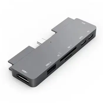 

7 In 1 Type C To HDMI PD Hub Aluminum Alloy ABS PC LED Indicator Special Removable Clip Design Data Transmission